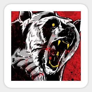 Grizzly Bear Attack Stylized Illustration Sticker